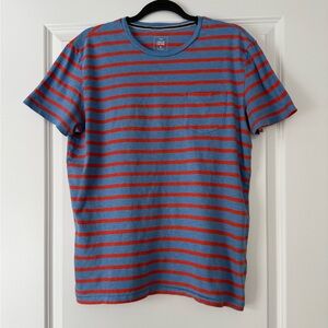 GAP Blue & Red Striped Crewneck Pocket Tee